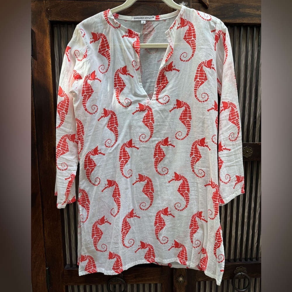 Barbara Gerwit Seahorse Print Tunic Top/Swim Coverup - Size S